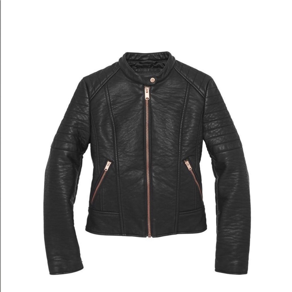Andrew Marc Blakely faux leather moto jacket